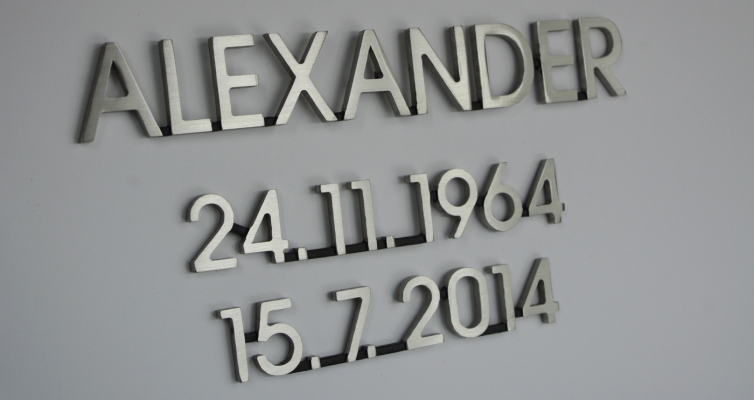 Edelstahl Grabschrift